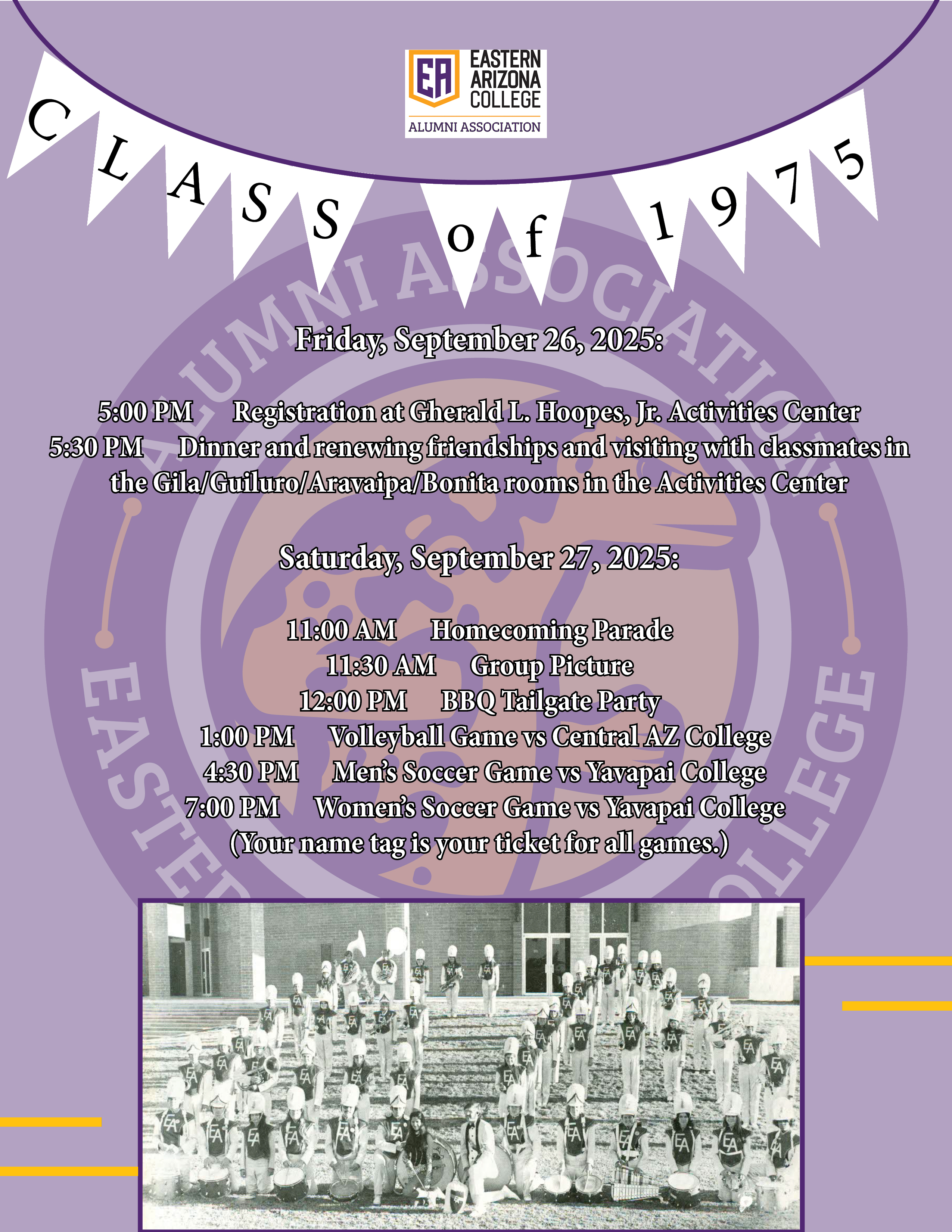 Class of 1975 50 year reunion agenda